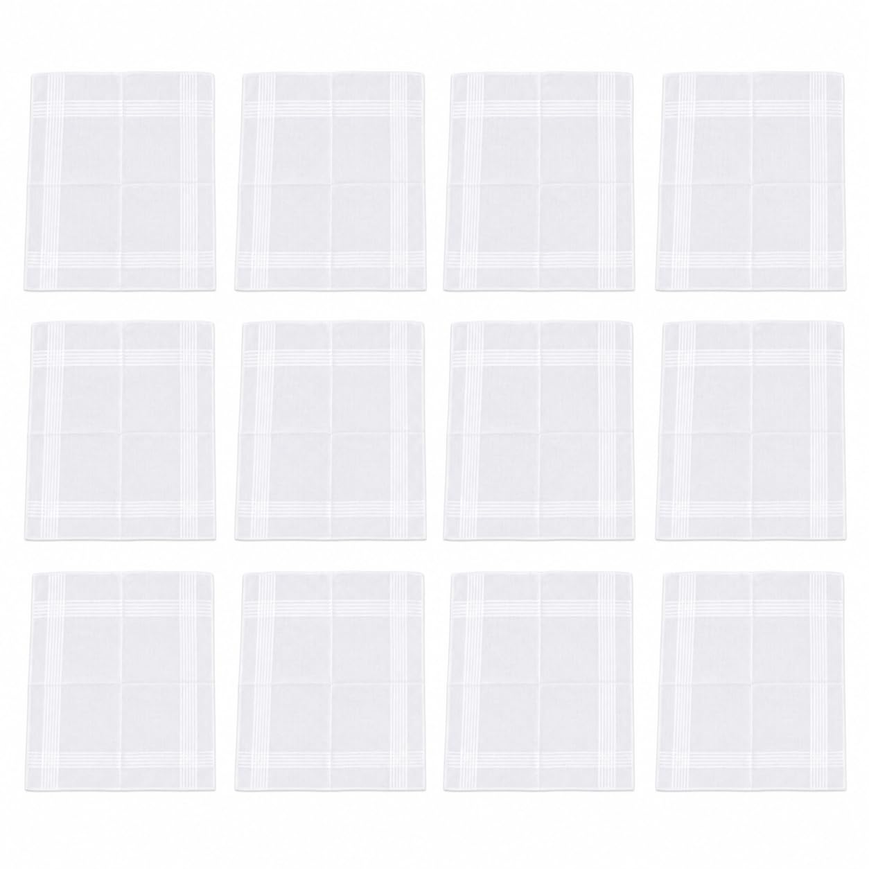 White Cotton Handkerchiefs for Men, Pack of 12-image-30