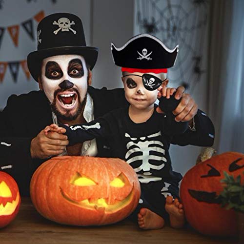 Alphatool 24 Pcs Pirate Hats Set, Include 12 Pcs Pirate Eye Patches And 12 Pcs Skull Print Caribbean Captain Costume Caps For Kids Men Halloween Cosplay Pirate Theme Party Birthday Masquerade #TOP5