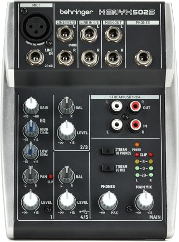 Behringer Mixer-Unpowered USB Compact Mixer (XENYX 502S), Black