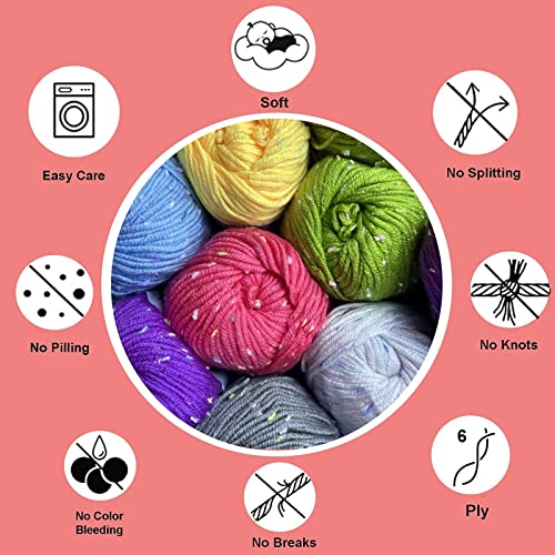 KnitPal Tweed Twinkles Baby Speckled Yarn for Knit and Crochet Blankets 8 skeins, 632 metres/400 Grams - Image 3