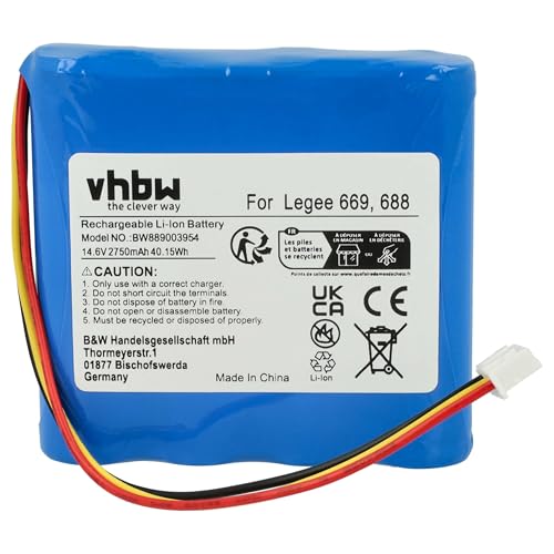 vhbw Akku Ersatz für Hobot HB668P108 für Saugroboter (2750 mAh, 14,6 V, Li-Ion, ohne Gehäuse)