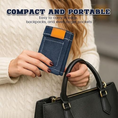 Pocket Pants Mini Jeans Wallet, Slim Compact Bifold Pocket Purse, Portable Retro Pants Style Wallet for Cards Keys or Cash, Small Travel Wallet (1pc)2