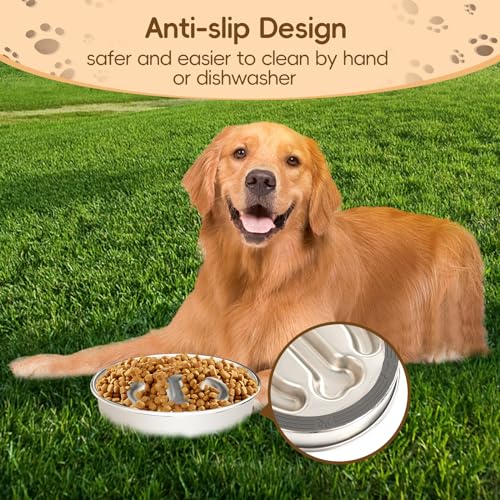 Stainless Steel Dog Slow Feeder Bowl  Metal Pet Food Bowl for Healthy Eating  Nonslip Easytoclean Heavyduty Slow Feeding Bowl for Large Medium Dogs Suitable for Wet and Dry Food  Cucciolini Doodles Stainless steel dog slow feeder bowl  metal pet food bowl for healthy eating  non slip easy to clean heavy duty slow feeding bowl for large medium dogs suitable for wet and dry food   cucciolini doodles