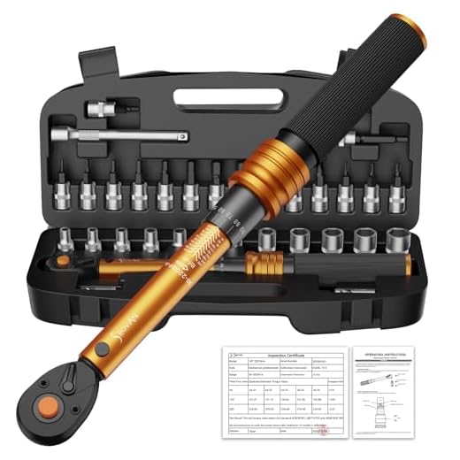 Small Torque Wrench Set 33PCS | 1/4" Drive 72-Tooth Click Type | Dual Scale 30-220 in-lb (3.3-24.7 Nm) | ISO Calibrated for Bicycle, Motorcycle & Carbon Parts | with Hex/Torx Bits, Sockets & Case