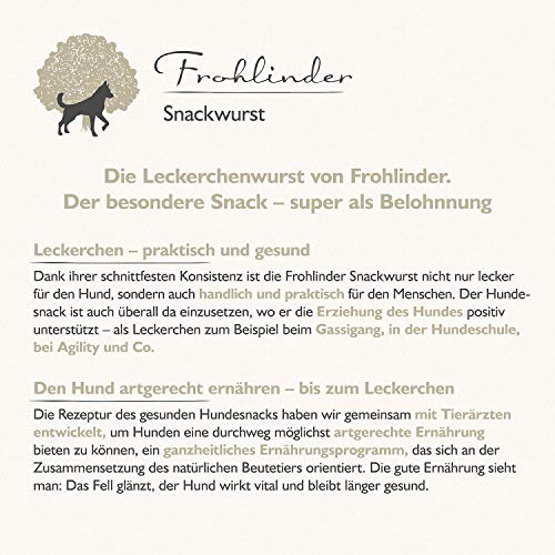 Frohlinder SNACKWURST | Leckerchen ideal als Belohnung | Praktisch für Gassigang, Hundeplatz und Fährte | Eigenherstellung aus Deutschen Produkten | 100% natürliche Zutaten ohne Zusatzstoffe