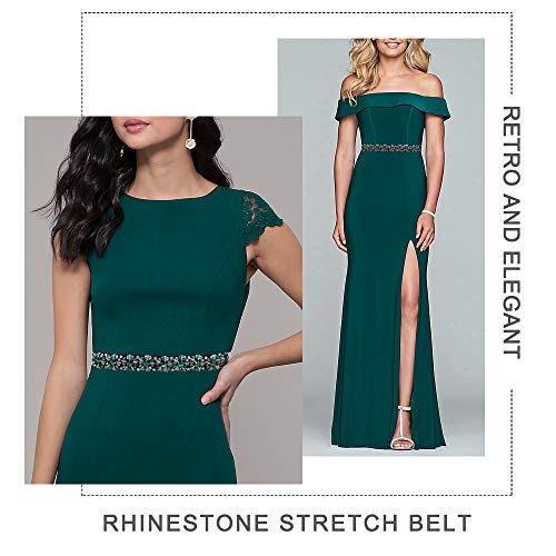 Women Beaded Rhinestone Belts Thin Elastic Stretchy Belt Skinny Gliter Waist Belts for Lady Dress2