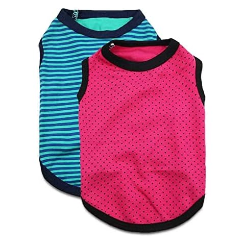 DroolingDog Breathable Small Dog T Shirt Dog Striped T-Shirt Puppy Shirts for Small Dogs Cover