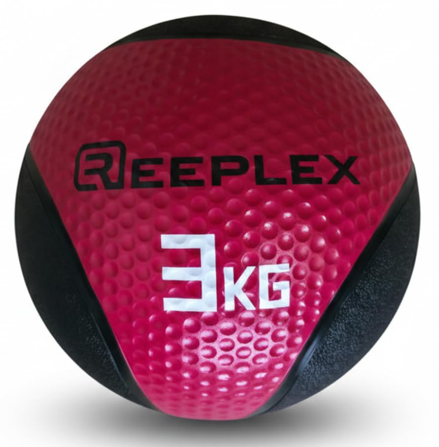 BSFIT® Balón Medicinal de Goma Pro –3 kg Potencia Tus Rutinas con Esta Pelota con Rebote Medicinal - Balón Antideslizante para Levantamiento
