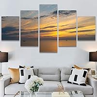 SIGNWIN 5 Panel Canvas Wall Art Landscape Ocean for Home Decorations Ready to Hang - 60