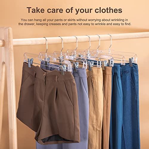 House Day FBA_B01M13TXC7 12 Pack 14 Inch Clear Plastic Skirt Hangers With Adjustable Clips, Pants Hangers 360-Rotating Swivel Hook thumb #1