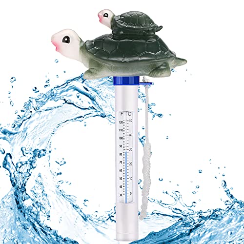 Philonext Pool Thermometer,Spas Thermometer,Swimming Pool Thermometer with String, Shatter Resistant, Floating Thermometer for Swimming Pool, Bath Water, Spas,Hot Tubs (Green Turtle)