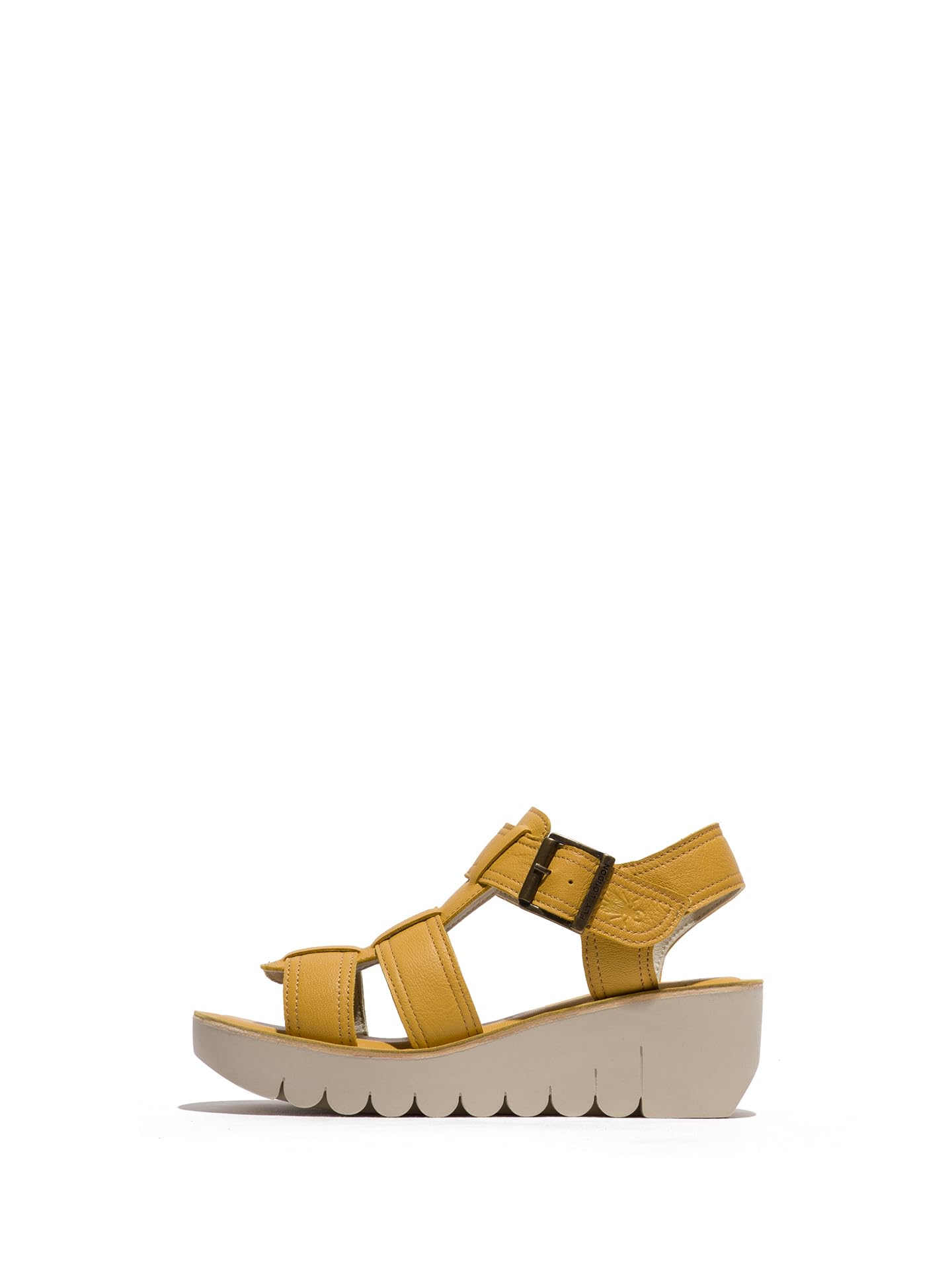Infinity Leather Women's Yellow Fly London Yudd236fly Leather Sandals Espadrille Platform Wedges In Size 8