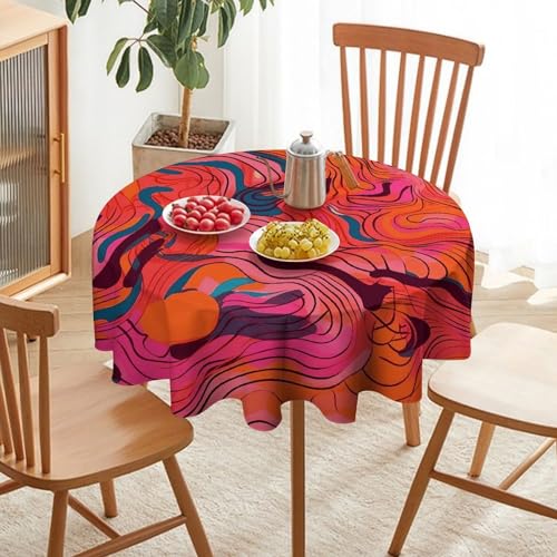 Nappe de table ronde imperméable 178cm graffiti pêche pour salle à manger - 6
