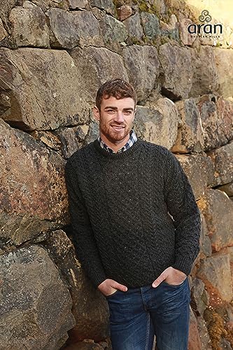 Aran Woollen Mills Carraig Donn 100% Natural Wool Crew Neck Aran Sweater (Large)4