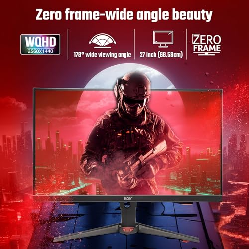 Image of acer Nitro XV272U F3 27 inch IPS WQHD 2560x1440 Gaming Backlight LED LCD Monitor I Rapid 300Hz Refresh, 0.5ms Response I HDR 400 I AMD FreeSync Premium I Zero Bright Dot Policy I Ergostand I Eye Care