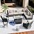 HOOOWOOO Patio Outdoor Sectional Furniture Sofa Set with Fire Pit Table,10 Piece L Shaped Wicker Couch Set with Swivel Chairs,Modern 8 Persons Summer Patio Conversation Set(Beige Tan)