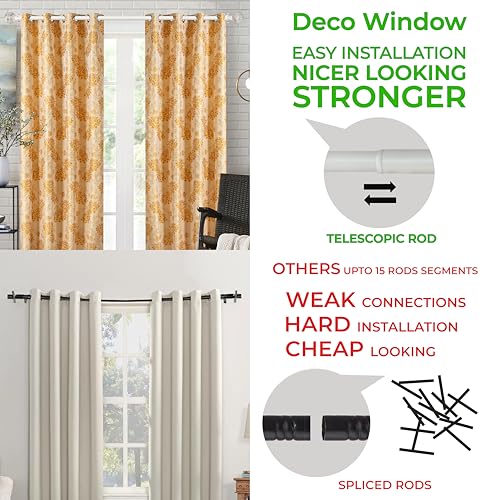 Image of Deco Window 44 inch-120 inch Adjustable Rustproof Curtain Rod for Doors & Windows with Brackets, Extendable Iron Metal Pipe Holder with Wood Ball Finials (Ivory,19MM Diameter)