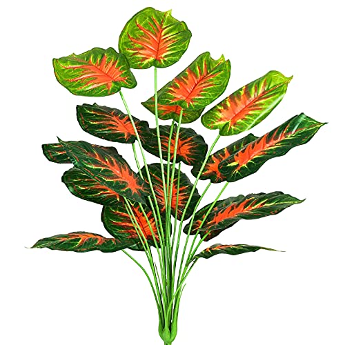 AIVORIUY Plantas Artificiales Hoja de Palmera Fake para Exterior Interior, Verde Artificial Monstera Deliciosa Árbol Ramas Falso Plastic Greenery Tropical Arbustos Decoracion para Macetas Sala Garden