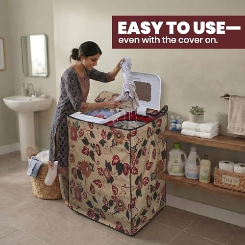 Image of DREAM CARE Waterproof & Dustproof Washing Machine Cover Top Load & Semi Automatic Suitable for 8 kg, 8.2 kg, 8.5 kg (89 x 99 x 55 cms)