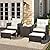 Vongrasig 5 Piece Patio Furniture Set, Small Balcony Furniture, PE Wicker Rattan Outdoor Lounge Chairs with Soft Cushions 2 Ottoman&Glass Table, Patio Chairs Set of 2 for Porch (Beige)