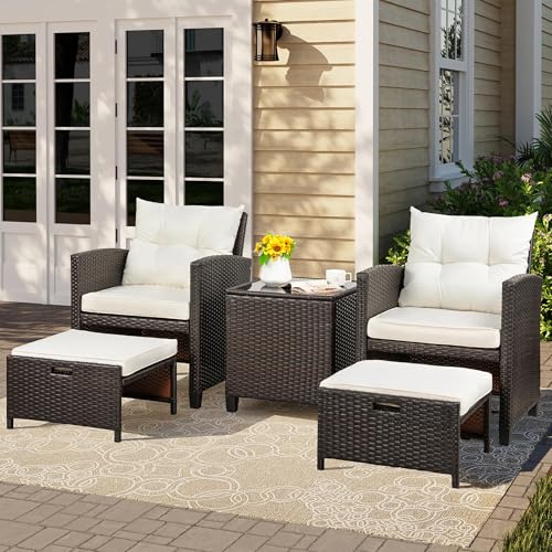 Vongrasig 5 Piece Patio Furniture Set, Small Balcony Furniture, PE...