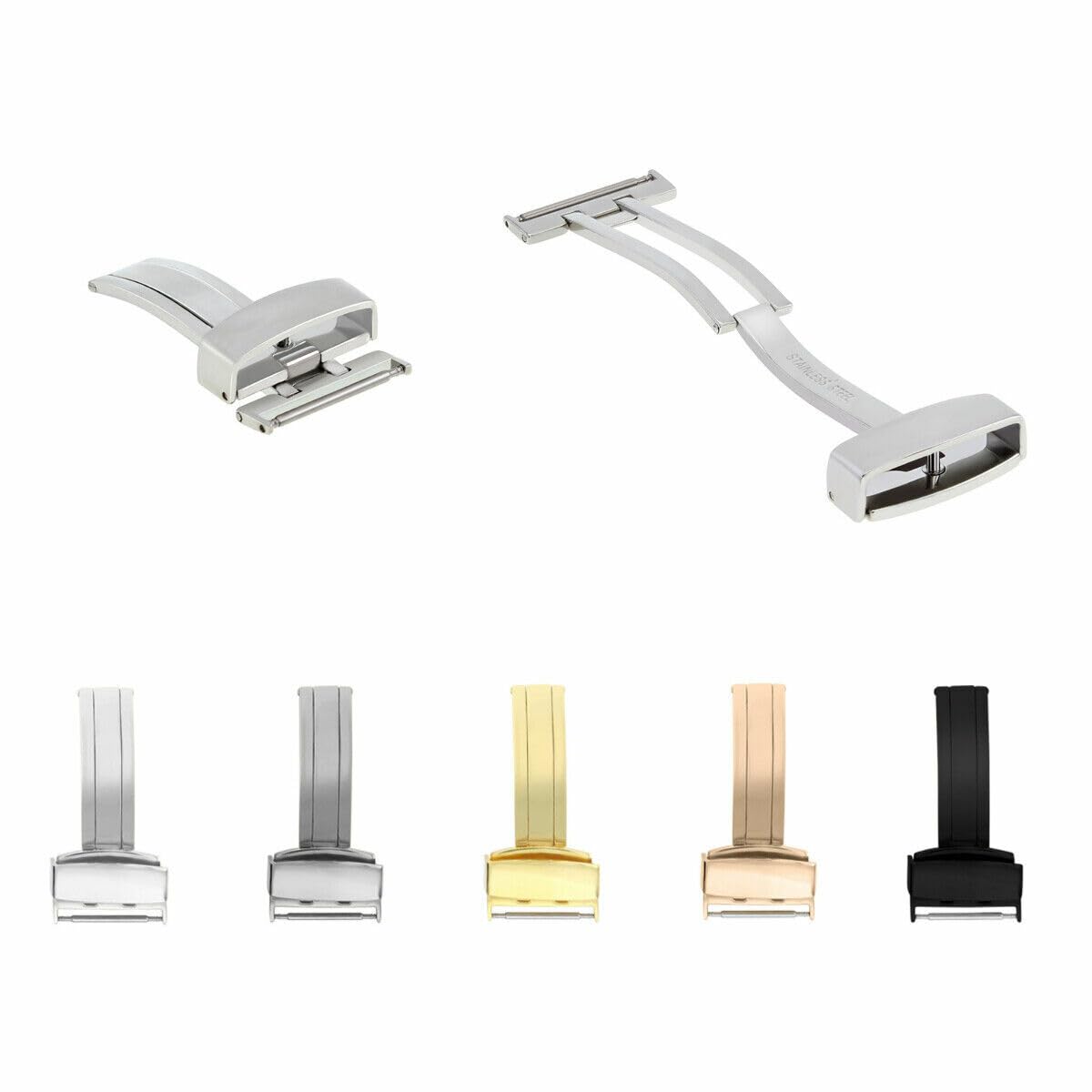 Ewatchparts 14-24mm Single Fold Deployment Clasp Watch Buckle Stainless Steel