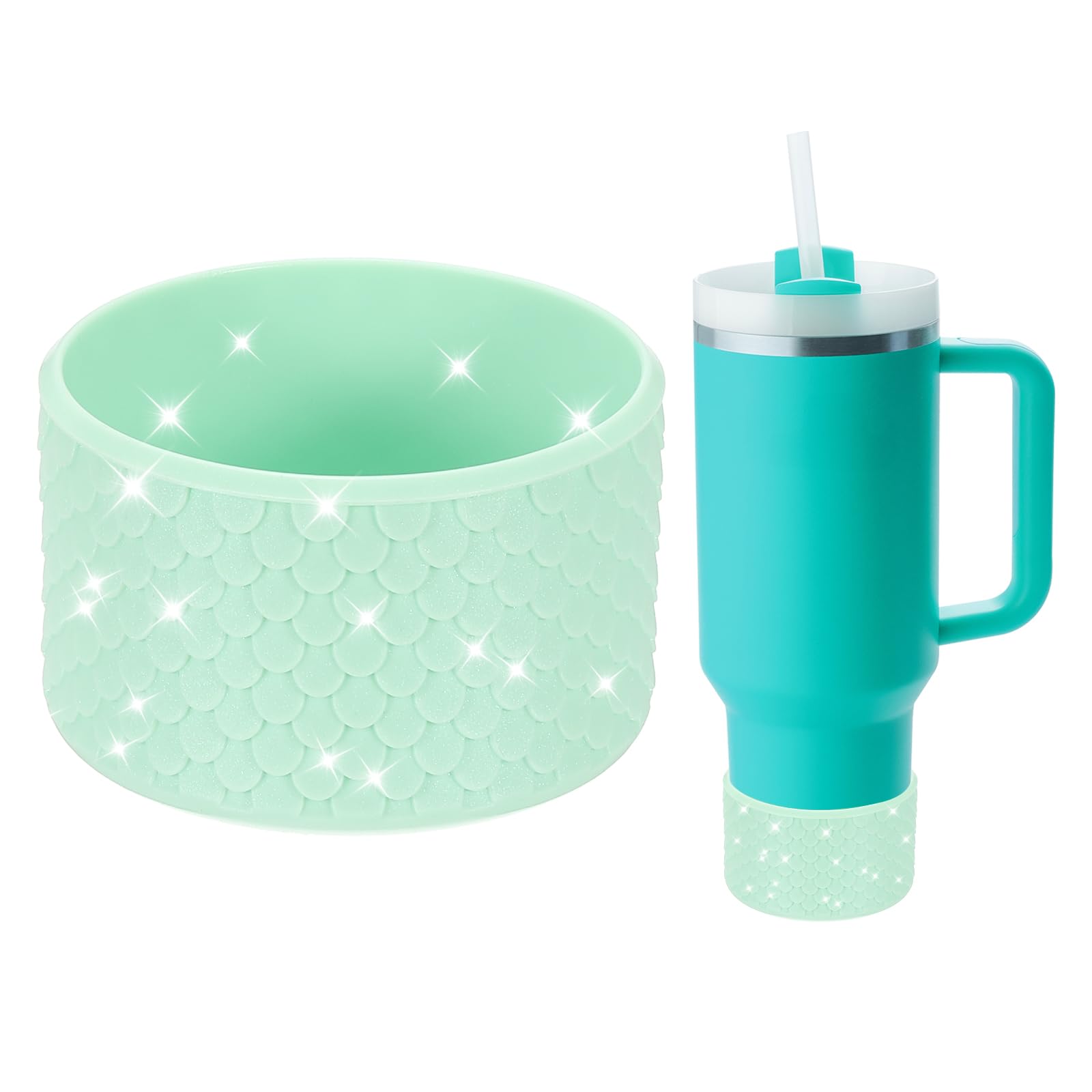 PATIKIL Silicone Water Bottle Boot for 12-40oz Tumbler, Anti-Slip Water Bottom Protective Sleeve Tumbler Protector Cover for Water Bottle Mug Tumbler Accessories, Mint Green