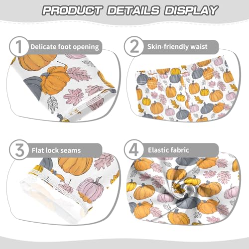 Girls' Athletic Leggings Ankle Length Yoga Dance Pants Kids Teen 4T Pumpkin Maple Leaf3