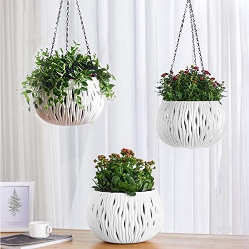 Garden Art(Pack of 1 Unique 2 in 1 Hanging Cum Table Top Planter | Hollow Basket for Plants | Outdoor Self Watering Flower Pot with Hooks Chain | Ceiling Planter | (GAHP3060W) (B0DF5NND4G) Amazon Price History, Amazon Price Tracker