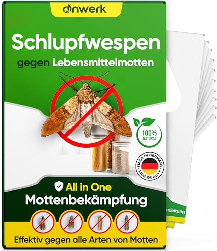 anwerk Schlupfwespen gegen Lebensmittelmotten - 4 Karten (1 Karte à 4 Lieferungen) - Effektiv Lebensmittel Motten bekämpfen - Alternative zur Mottenfalle Mottenspray Pheromonfalle