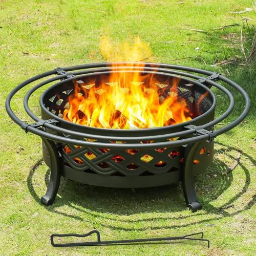Panovue 42 Inch Outdoor Fire Pit with 2...
