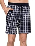 cargo shorts herren kariert Doaraha Herren Schlafanzughose Kurz Kariert mit elastischem Kordelzug und zwei Seitentaschen, geeignet für Alltag und Freizeit.