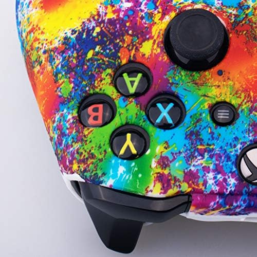 YoRHa Printing Rubber Silicone Cover Skin Case for Xbox One S/X Controller x 1(Spashing Paint) with Thumb Grips x 10