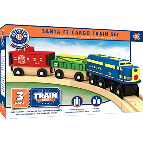 MasterPieces Wood Train Sets - Lionel Santa Fe Cargo 3 Piece Train Set - Officially Licensed Toddler & Kids Toy Assorted