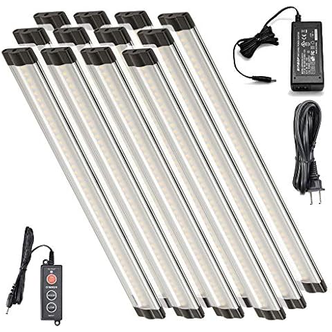 Lightkiwi L4404 Dimmable LED Under Cabinet Lighting 12 Panel Kit, 12 Inches Each, Cool White (6000K), 36 Watt, 24VDC, Dimmer Switch & All Accessories Included, Low Profile,Aluminum Body, UL Listed Cover
