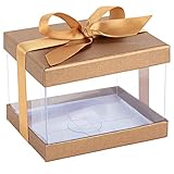 Hammont Gift Box - 6 Pack Clear Boxes for Gifts, Cakes, Cookies, & Party Favors - With Base, Lid & Ribbon - Versatile Cake Box Solution (5