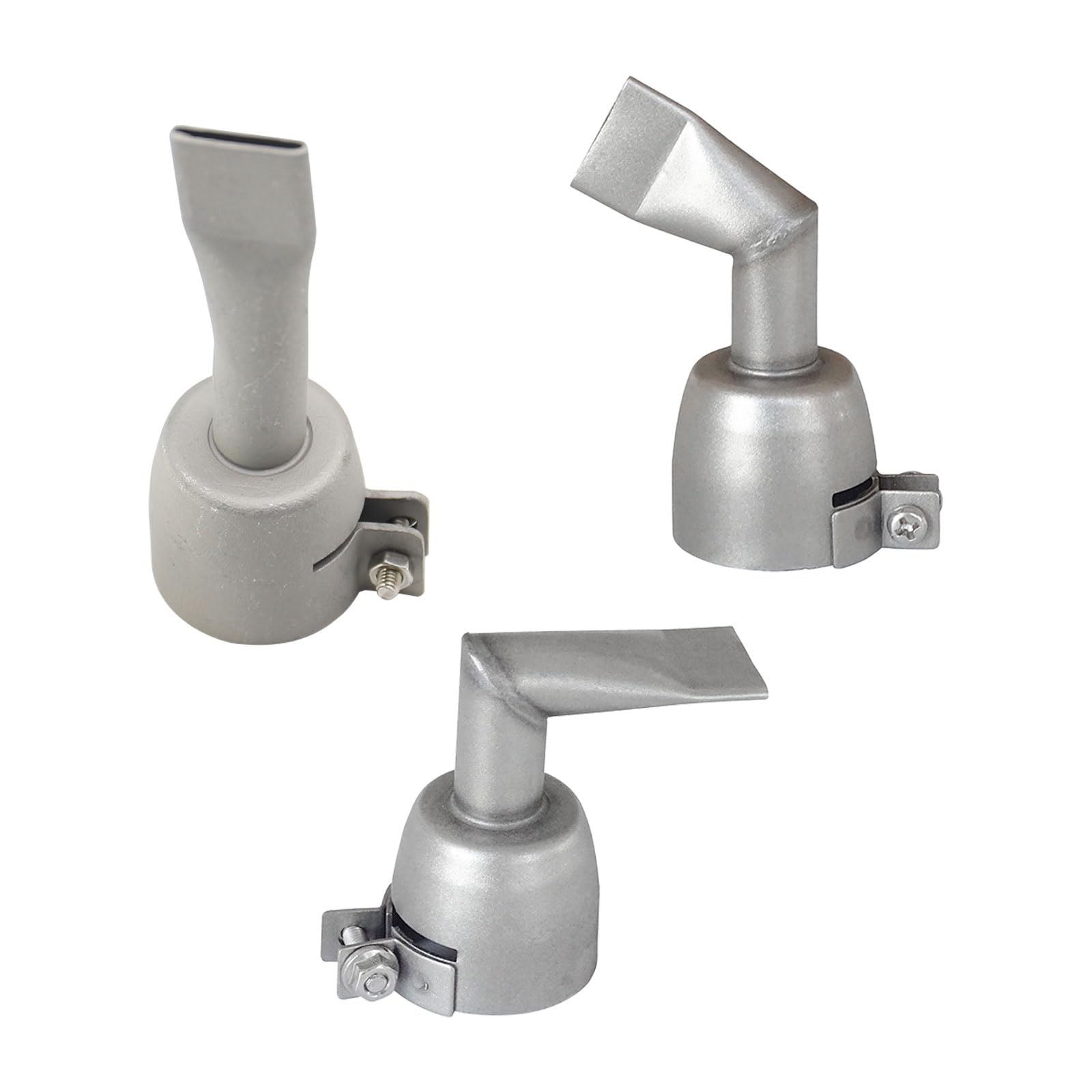 Heat Gun Nozzle, 3pcs Hot Air Welding Gun Set 20mm Flat Welding Nozzle Tip 90 120 Degree Stainless Steel Hot Air Gun Nozzle Wide Mouth Tubular Welding Nozzle Replacement for PVC Plastic Sheet