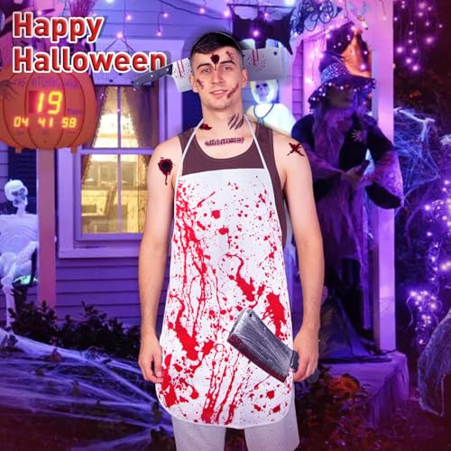Moiuguli Halloween Costumes for Men Halloween Apron Mens Butcher Costume Ideas Male, 1 Apron, 2 Butcher Thru Head Toy - Image 2