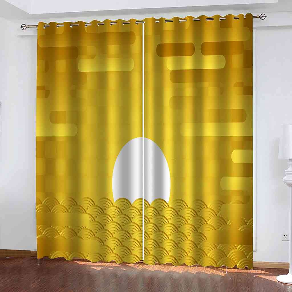 Rideaux occultants 3D motif doré abstrait 140x160 cm lot de 2 pour la chambre