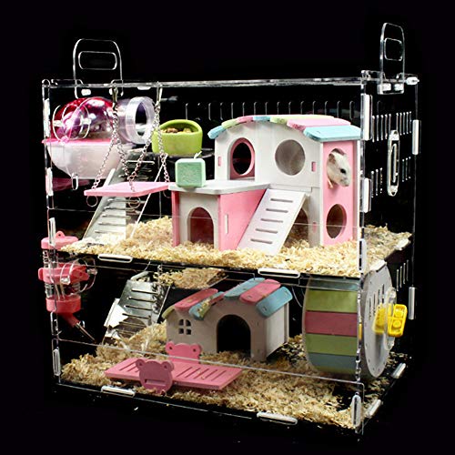 NXL Habitacion Hamster Jaulas para Animales Pequeios Jaula De Hámster Terrario De Hámster Placa De Acrílico Adecuado para Mascotas Pequeñas