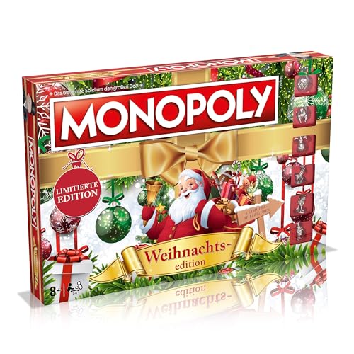 Winning Moves Monopoly Weihnachten Edition - Monopoly Spiel für Fans - Familienspiele Strategie Brettspiele Weihnachten - 2+ Spieler ab 8+ Jahren - Deutsch