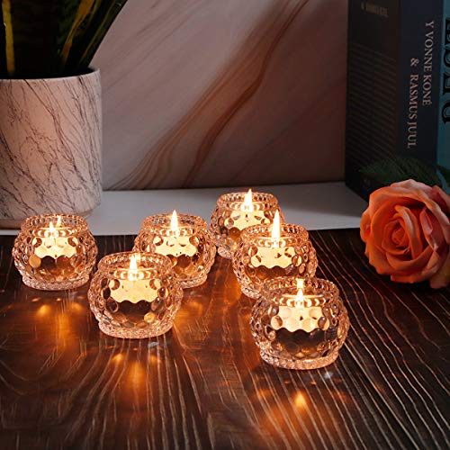 Ywhl Glass Votive Tealight Candle Holders Set Of 6, Round Clear Decorative Candle Holder For Table, Home Party Wedding Decor #TOP5