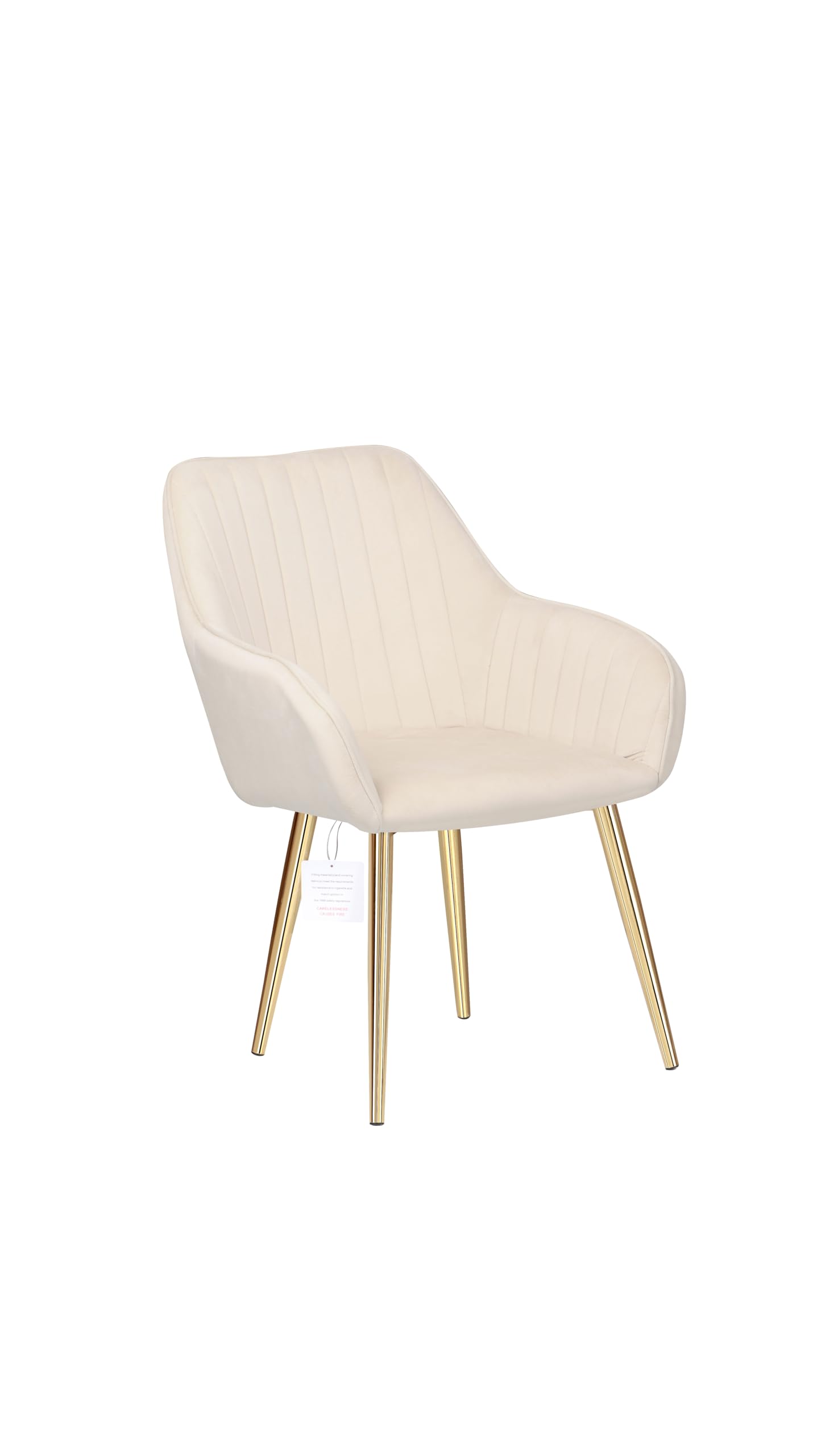 HYGRAD BUILT TO SURVIVE Upholstered Dining Chairs, Set of 2 Armchair Kitchen Chair Velvet Seat Gold Metal Legs Reception Chairs with Backrest Soft Cushion (Cream)