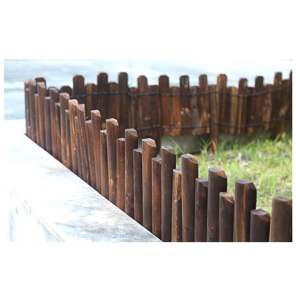 LINGWEI Garden Fence Picket Fence DIY Wood Picket Lawn Plant Border Folding Edge Border Fence Garden Fence Wooden for Flower Bed Protection Decor Patio Fencing Barrier.