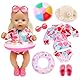 WanderGo Schwimm-Set 6 Stück Badeanzug Puppen Set Puppenkleidung Sommer mit Hut Strandball Schwimmring Schuhe Brille für 35–45 cm Puppen
