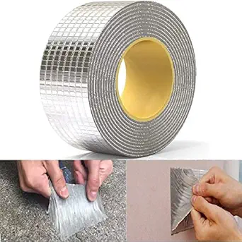 FEEDFIRE Leakage Waterproof Tape for Pipe Leakage Roof Water Leakage Solution Aluminum Foil Tape Waterproof Adhesive Tape Sealing Butyl Rubber Tape for Surface Crack (SILVER)