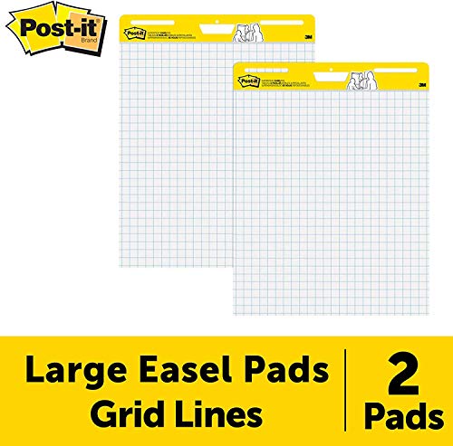 Post-it Super Sticky Easel Pad, 25 x 30 Inches, 30 Sheets/Pad, 2 Pads (560), Large White Grid Premium Self Stick Flip Chart Paper, Super Sticking Power (4)