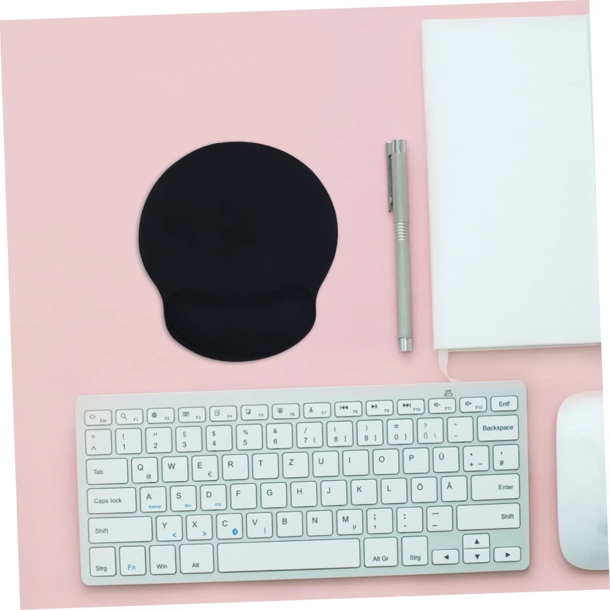 PLAFOPE 2 Set 2 Pezzi Comodi Poggiapolsi Per Tastiera in Memory Foam Per Mouse Da Lavoro Elastico - Nero