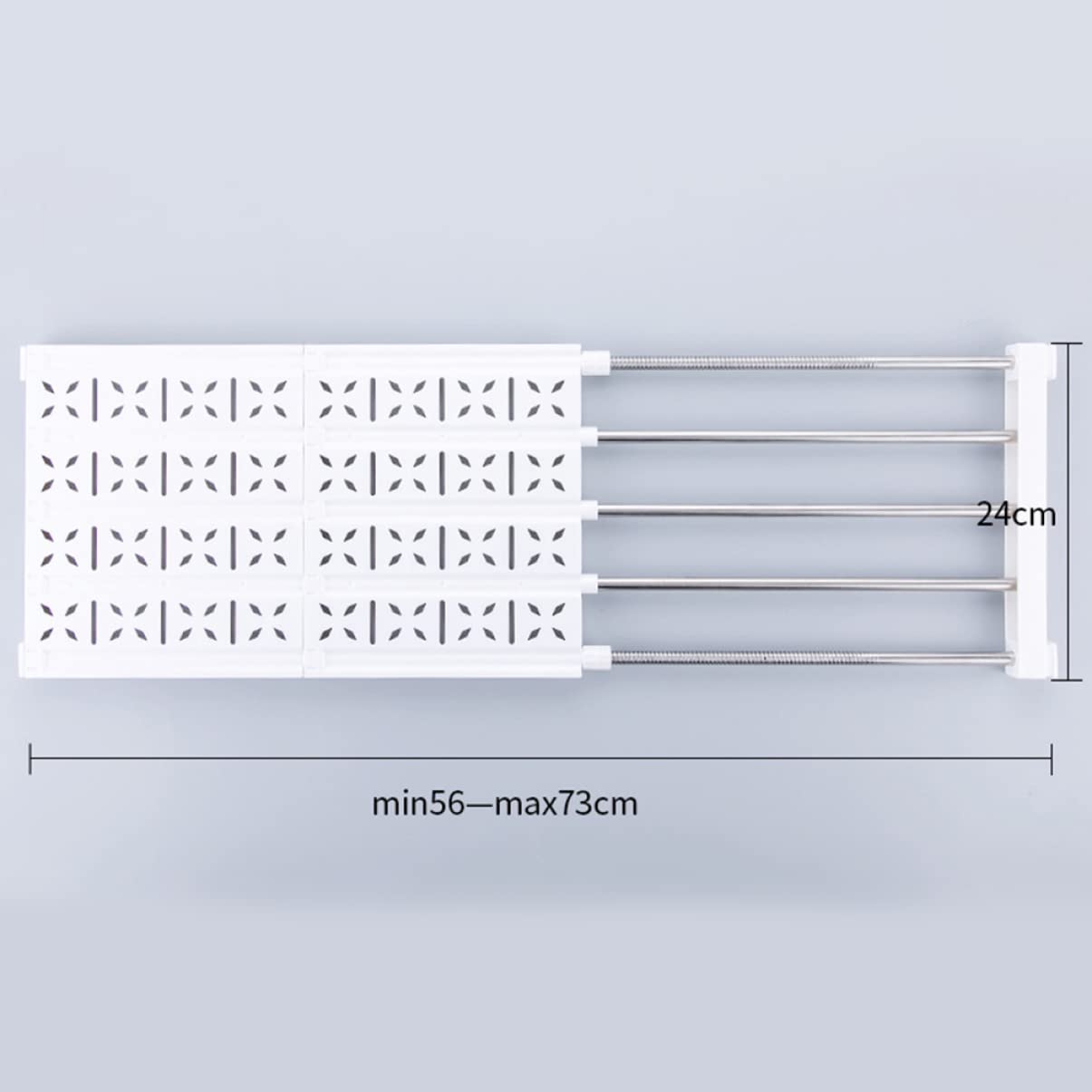 Ciieeo Wardrobe Rack Shelf Telescopic Partition for Home (56-73cm) Easy Install or Glue Steel Tube Anti-Slip Pad