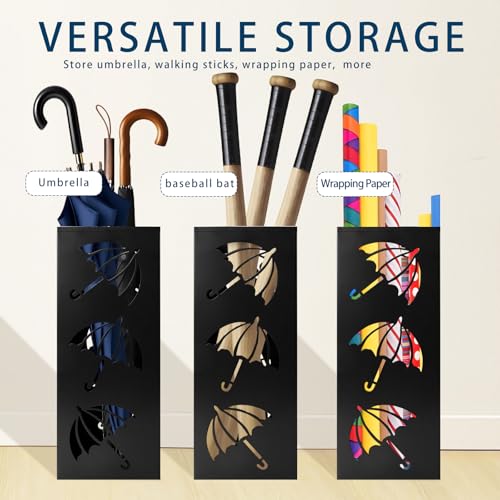 image for Seuqhck Metal Umbrella Holder, Square Freestanding Umbrella Stand Buck